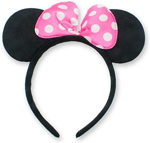 24 Pcs Mouse Costume Deluxe Fabric Ears Headband White Polka Dots Bow Party Headwear Decorations