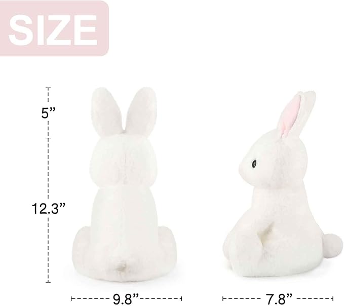 Rabbit Bunny Stuffed Animals Plush Toys with Pink Ears for Kids Girls Boys Girls Babies Birthday Easter Christmas Bedtime Gifts, Off White