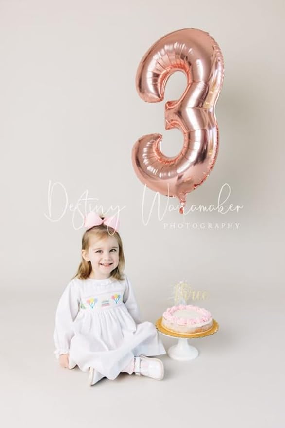 Numbers Balloon 3, 40 Inch Large Rose Gold Balloon for Three Year Old Birthday Decor, 3 13 30 31 Birthday Party Decorations for Wedding Supplies