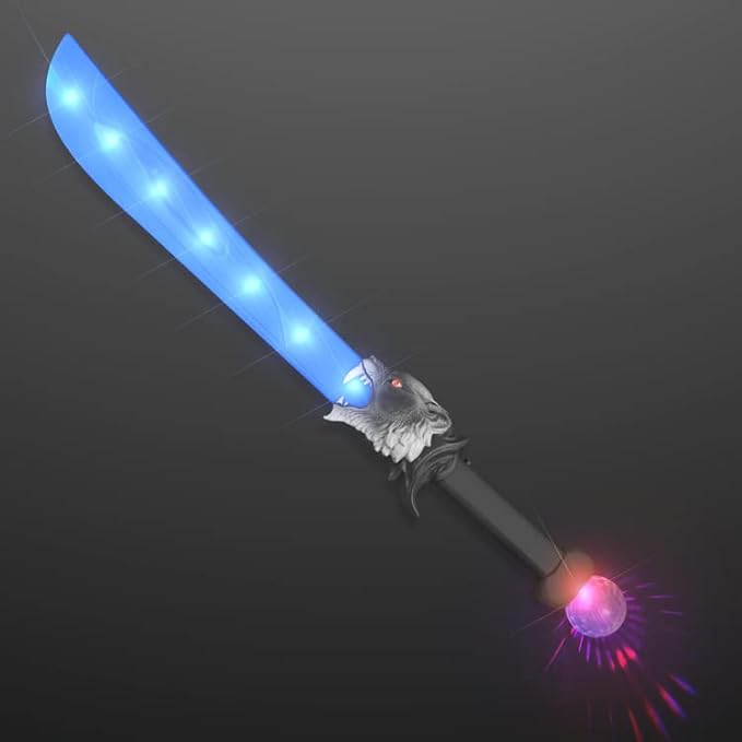 blinkee WolfGuard LED Sword & Enchanted Prism Ball - 27" Dual-Color Illuminated Animal Blade with Glow-in-The-Dark Eyes, Great for Imaginative Play