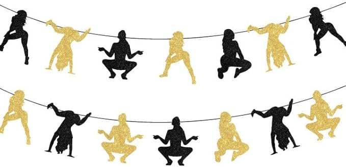 Cheereveal Twerk Banner Garland Set, Pole Dance Party Decorations Funny Birthday Banner for Bachelorette Stripper Party Supplies