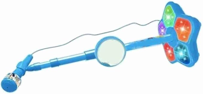 Children Microphone, Plastic Lightweight Kid Microphone Light Atmosphere Children Microphone with Blue Stand for Kids Gatherings Kindergarten Karaoke Mic