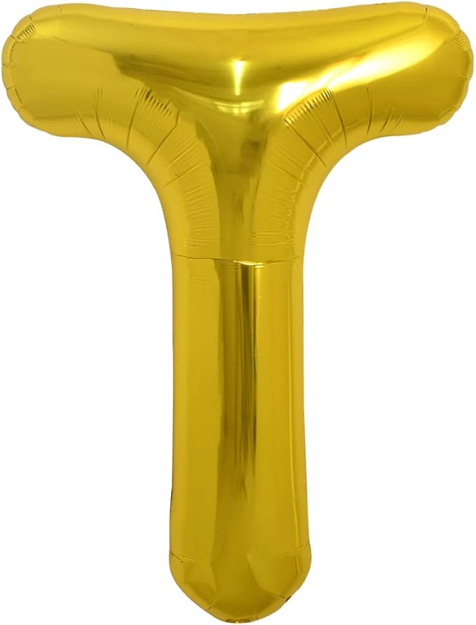 TONIFUL 40 Inch Large Gold Letter T Balloons, Foil Mylar Big Balloons for Birthday Party Anniversary Supplies Decorations