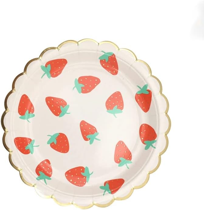 MaitianGuyou Strawberry Plates Party Supplies,40-Count Berry Sweet Fruit Paper Plate Berry Sweet One Birthday Party Decorations for Wedding Baby Show BBQ(Strawberry 1#,7Inches)