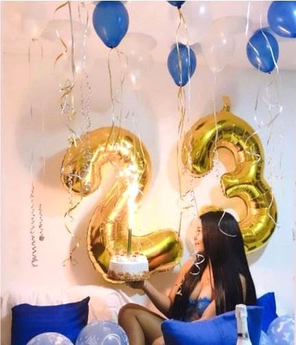 40 Inch Gold 3 Large Number Balloon, 3 13 23 30 33 Wednesday Golden Birthday Party Decorations, Number Three Foil Balloons for Anniversary Party Graduations Celebration Supplies