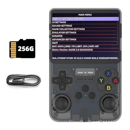 VILCORN 256G R36S Retro Handheld Game Console 50+Simulators 3.5 Inch Screen Portable Gaming Handheld Player Support Arkos Linxu System & One-Click Boost (black)