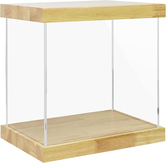 BenchPro Clear Acrylic Display Case for Trophy, Collectibles, Assemble Cube Display Box Stand Dust Proof Protection Showcase for Action Figures Toys. (1.75" Thick Wood, 16" H x 17" L x 12" D)