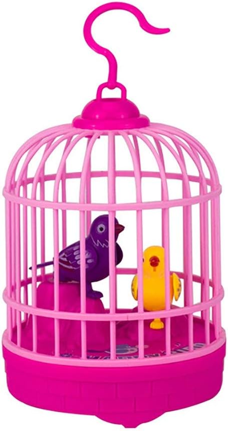 Singing and Chirping Bird Toy in Cage Realistic Sounds and Movements Sound Activated Chirp Toy Electronic Simulation Bird Cage Toy