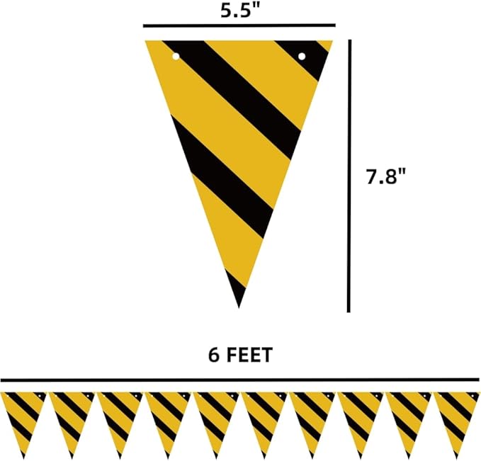 3 Packs Construction Happy Birthday Banner and Construction Pennant Flags Bunting Banner Decorations Construction Birthday Party Supplies for Boys Birthday Party (Construction)