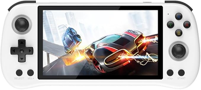 Powkiddy X55 Handheld Retro Game Console Built-in 20,000 Games 128G 5.5-Inch IPS Screen Video Gaming Console, RK3566 CPU, HDMI Interface (White)