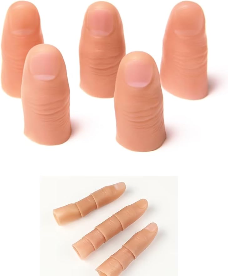 5pcs/Set Magic Trick Fingers Fake Thumb Tips,Close Up Stage Show Prop Prank,True to Life Fake Thumb Truth Magic Kits and Accessories,Magic Kits and Accessories,Novelty and Gag Toys