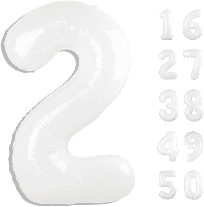 40 Inch White 2 Balloon Number Big Foil Helium Number Balloons 2 12 21st Birthday Party Decorations for Boy or Girl Huge Mylar Anniversary Party Supplies