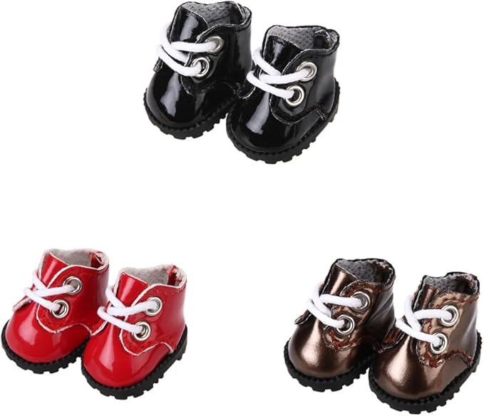 3 Pairs of Doll Shoes Suitable for 17cm Dolls, 3 Colors Suitable for Different Clothing Styles, 17cm Doll Accessories (Colors F)