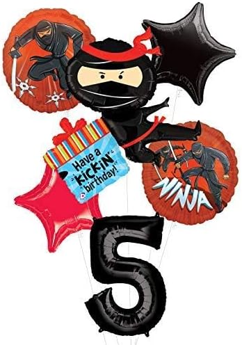 Ninja Birthday Party Supplies Have A Happy Kickin 5th Birthday Balloon Bouquet Decorations