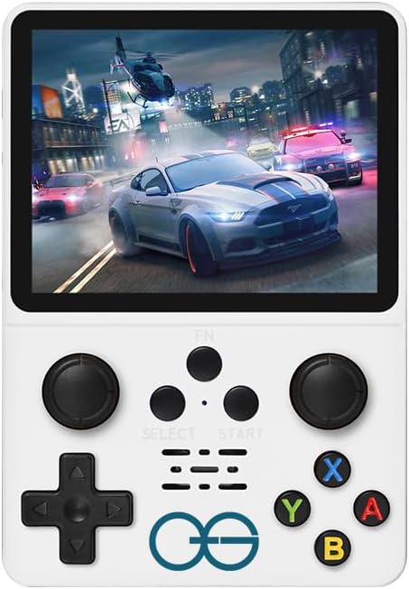 QuantumG - R35S Retro Handheld Game Console with 3.5 Inch IPS HD Display, Linux System, 64GB Inbuilt Games – Compact Pocket Video Game (White)