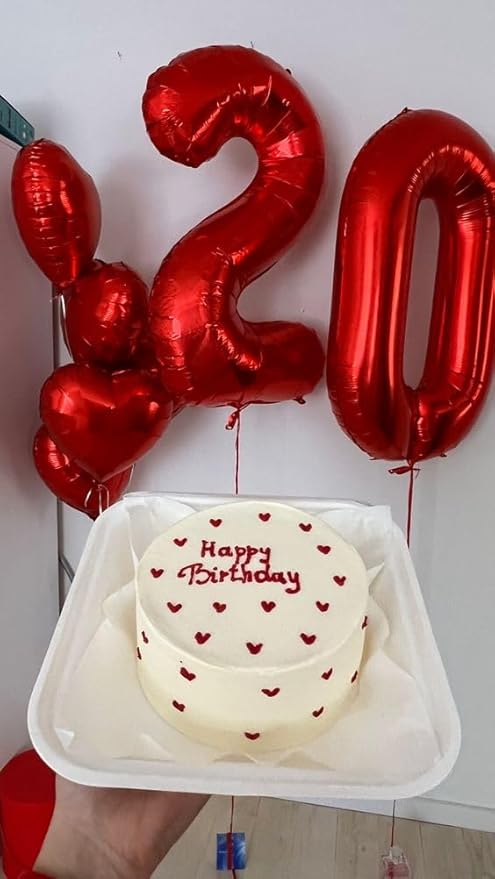 40 Inch Red Number 8 Balloon, Giant 8 Number Balloons for 8th Birthday Decorations, Party Supplies for Baby Boy Girl, Red Party Decor