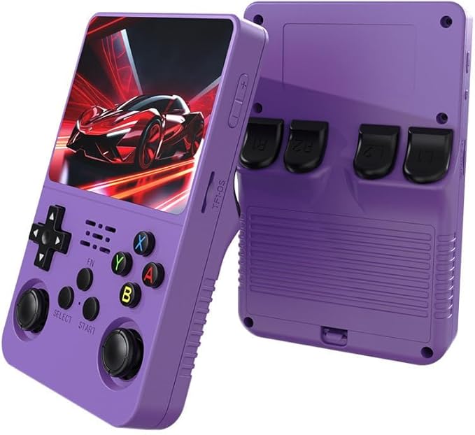 R36s-Retro Handheld Game Console with 128G 3.5 Inch IPS Screen Built-in 20000+ Classic Games Open Source Linux System Portable Pocket Video Player with 3200mah Battery (Dark Purple)