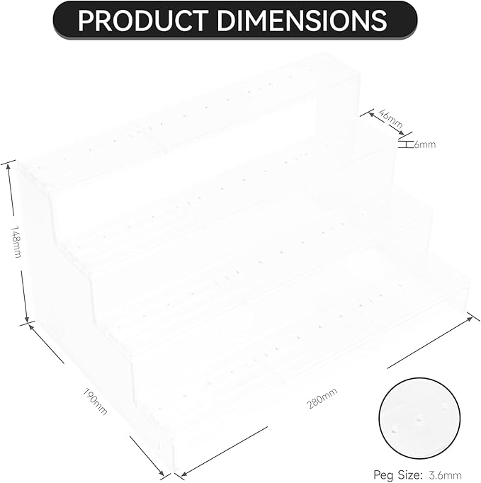 6 inch Acrylic Riser Display Shelf,Clear Action Figures Stands With PEG,4 Tier Toy Collectibles Organizer Compatible with 1/12 Scale Action Figure Toy (Fit For 3.75 inch Vintage SW/GI JOE-Clear)