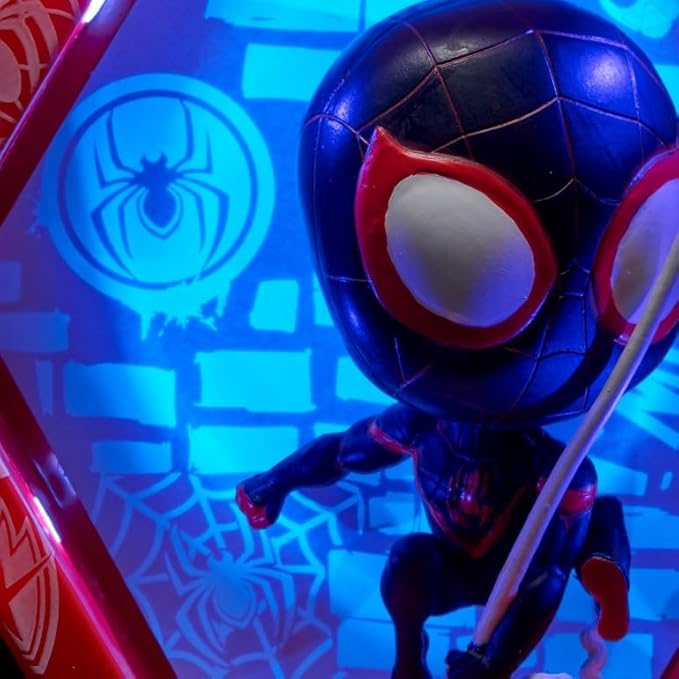 Wow! PODS Spiderman Collection - Miles Morales | Superhero Light-Up Bobble-Head Figure | Official Marvel Collectable Toys & Gifts, 4 inches