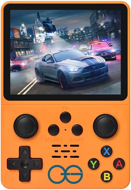 QuantumG - R35S Retro Handheld Game Console with 3.5 Inch IPS HD Display, Linux System, 64GB Inbuilt Games – Compact Pocket Video Game (Yellow)