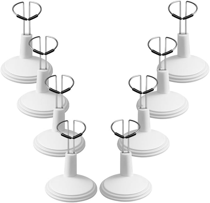 TOYANDONA 8pcs Adjustable Doll Stands for 4 - 6.8 Inches: White Plastic Doll Holders Action Figure Stands for Mini Bears Collectible Photography Display