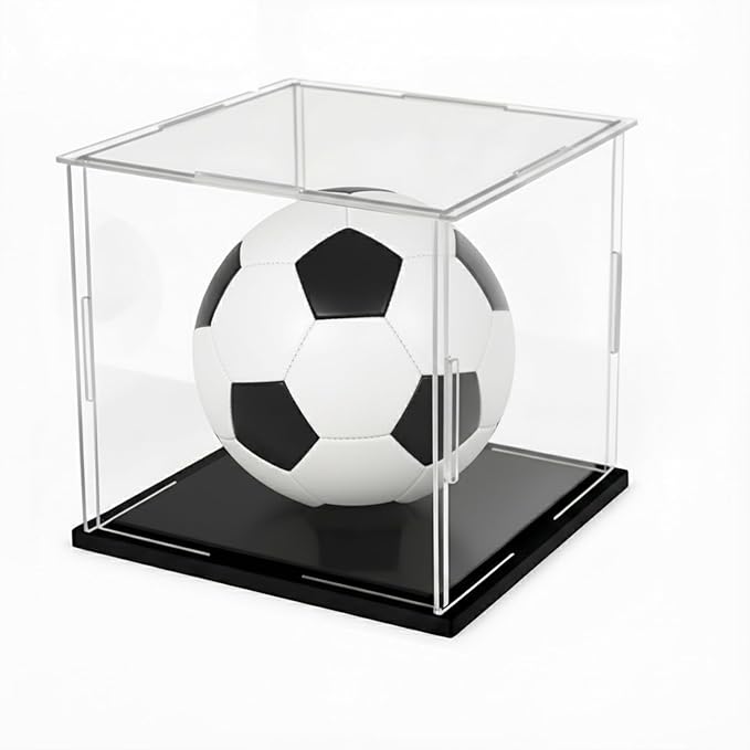 Clear Acrylic Display Case, Assemble Cube Display Box Stand with Black Base, Dustproof Protection Showcase for Collectibles Memorabilia Figurines (10x10x10inch; 25x25x25cm)
