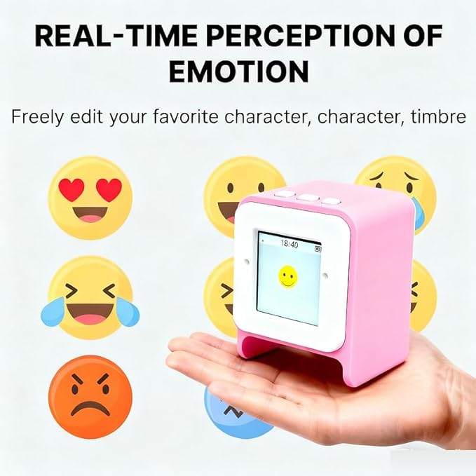 Mini AI Voice chatbot | Companion Robot,Large AI Model,1 inch Smart Color Screen,with Wi-Fi,Voice Control,Emotional Interaction,Voice cloning,Television Design,multilingual (White)