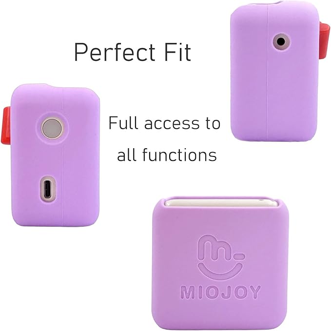 Miojoy Hard Carrying Case and Silicone Cover for Yoto Mini, Protective Travel Carrier for Kids and Adventure Jacket with Card Pouch 3 in 1 Accessories Set for Yoto Mini Player, Lavender