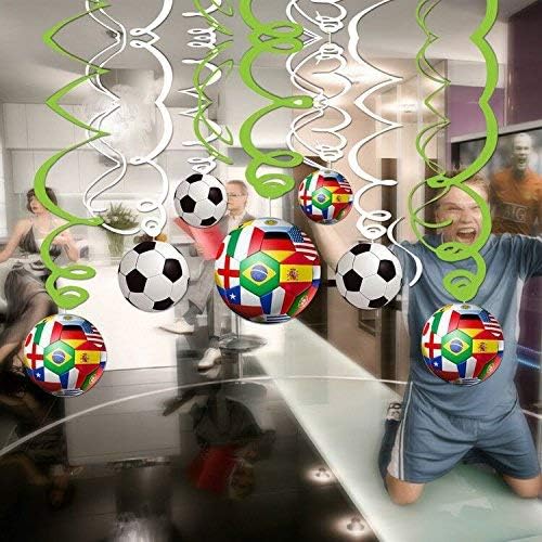 30CT Soccer Hanging Swirl for Soccer Party Supplies Theme Birthday Party Decorations