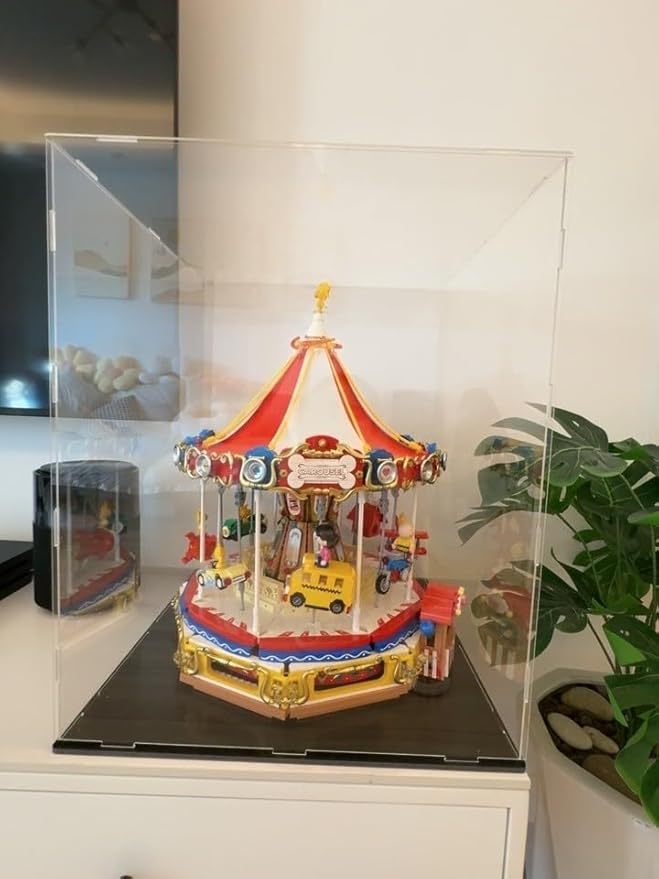 Clear Acrylic Display Case, Assemble Cube Display Box Stand with Black Base, Dustproof Protection Showcase for Collectibles Memorabilia Figurines (8*8*12inch;20*20*H30cm)