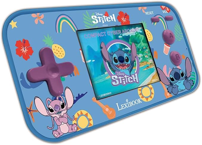 Lexibook - Disney Stitch - Compact Portable Cyber Arcade Console, 150 Games, LCD Colour Screen, Battery-Powered, JL2367D