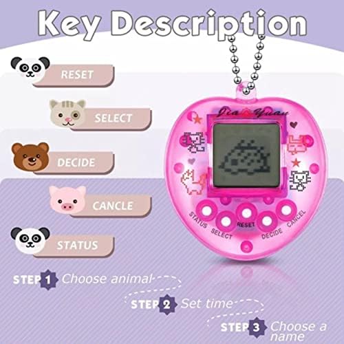 Virtual Electronic Digital Pets Keychain,2 Pcs Heart Shaped Mini Digital Electronic Virtual Pet Game,Multiple Pet Modes Easter Basket Stuffers