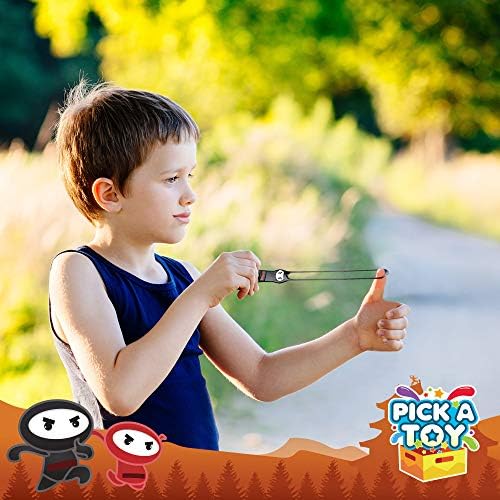 PICK A TOY Ninja Toys for Boys & Girls Party Favors Supplies Stretchy Flying Ninjas 24-Pieces, Slingshot Toys Mini Toy Karate Birthday Goodie Bags Stuffer and Ninja Party Favors Easter Egg Fillers