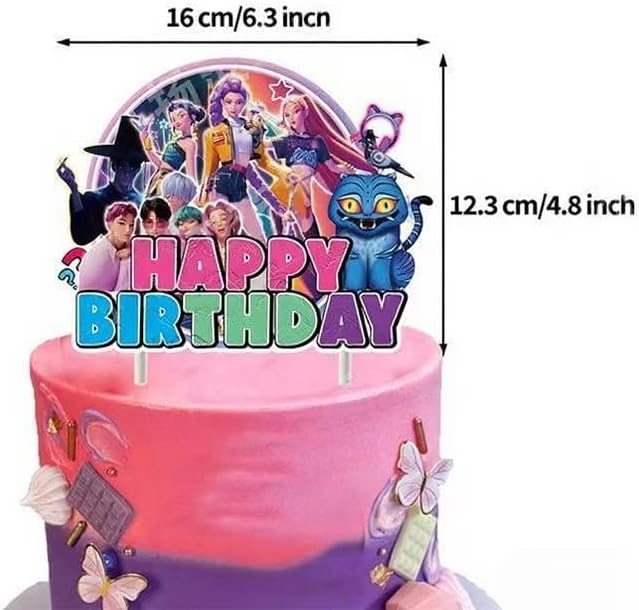 32Pcs Demon Movie Hunters Birthday Party Supplies, Party Decorations Set Include Banner, Balloons, Hanging Swirls, Cake Cupcake Toppers, Tablecloth for Boys Girls Demon Hunters Theme Party.