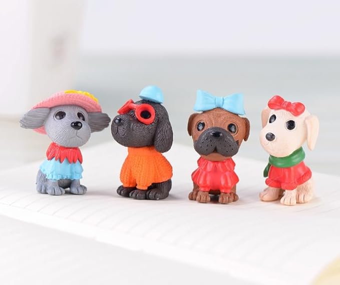 8 Pcs Mini Dog Figurines Set – Cute Resin Puppy Models, Kawaii Miniature Animals for Fairy Garden, Dollhouse, DIY Crafts, Cake Toppers, Birthday Party & Home Decorations, Collectibles for Dog Lovers