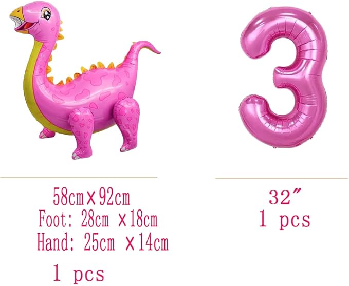 Pink 3rd Dinosaur BackdropParty Supplies