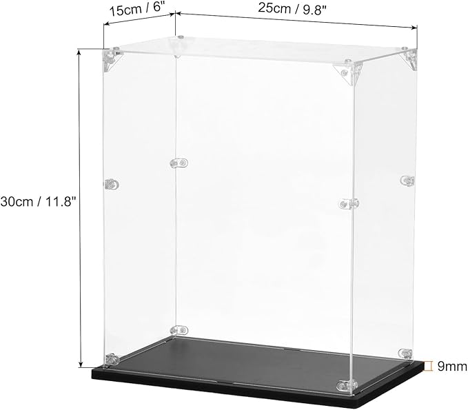 MECCANIXITY Acrylic Display Case, 9.8"x6"x11.8" Clear Display Box Assemble Dustproof Storage Organizer Showcase for Collectibles Action Figures