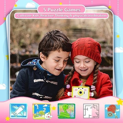Kids Camera for 3-12 Year Old Children, 2 Inch Screen Kids Camera Toy 1080P Video Camcorder with Cartoon Robot Soft Silicone Cover Ideal Gift for Kids, 32G FT Card Included