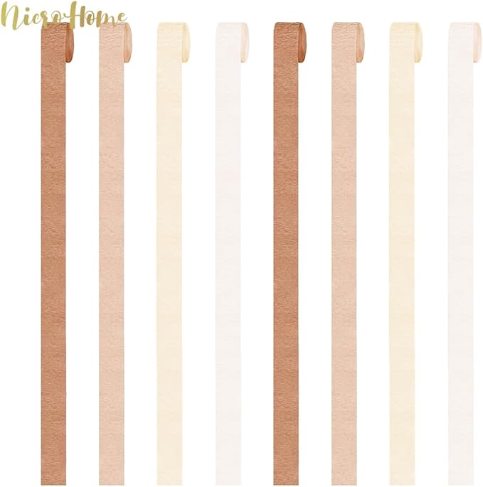 NICROHOME EUR Wedding Party Decorations, 8 Rolls Creamy White Crepe Paper Streamers for Boho Wedding, Engagement, Baby Bridal Showers Party Supplies, Birthday, 82 ft Long