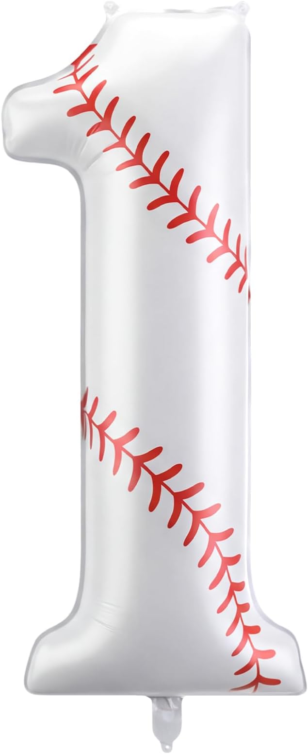 Jenaai Baseball Number 1 Balloons 40 Inch Baseball Theme Birthday Party Decorations Large Foil Balloons for Birthday Baby Shower Party Backdrop Celebration Supplies