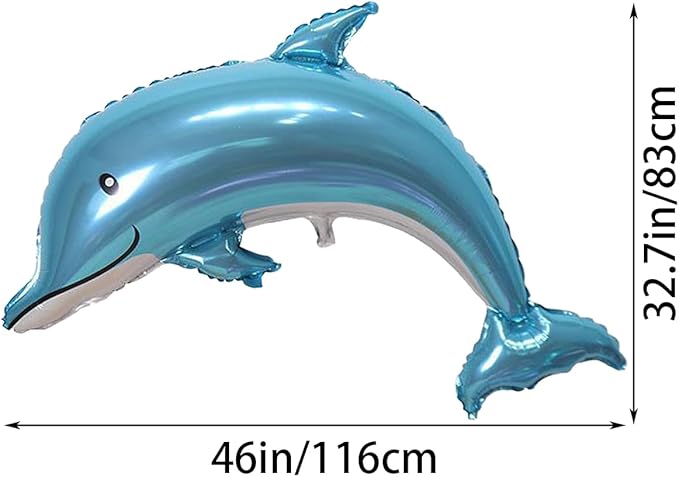 Large Dolphin Balloons,2 PCS 46 Inch Ocean Animals Foil Mylar Balloons,Sea Animal Balloons for Kids Birthday Themed Party Decorations
