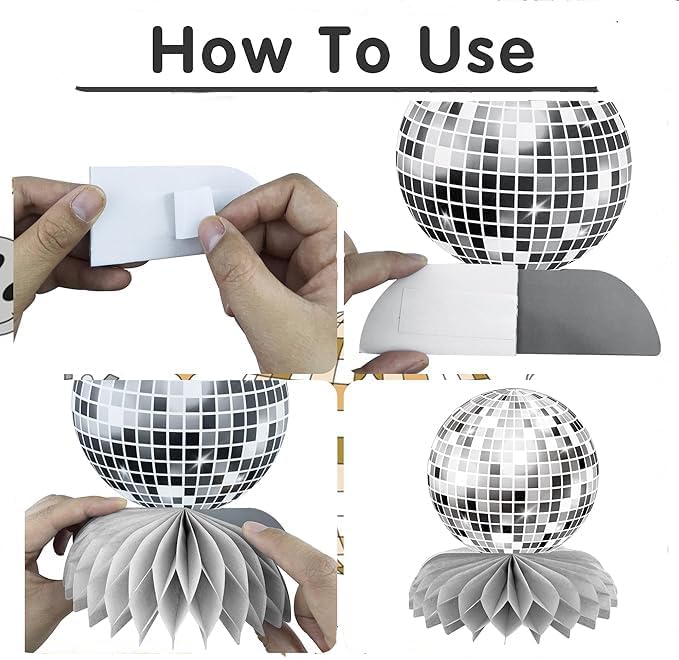 15 PCS Silver Disco Theme Honeycomb Centerpieces Disco Ball Party Decorations 70s Disco Party Table Centerpieces for Back to 70s Party Supplies Favors