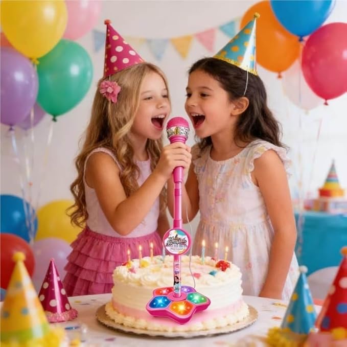 2026 New All-in-Ones Microphone Toy,Kids Microphone with Stand Adjustablewith Adjustable Stand, Colorful Lights, and Echo Effect, for Boys and Girls Christmas Birthday (Blue)