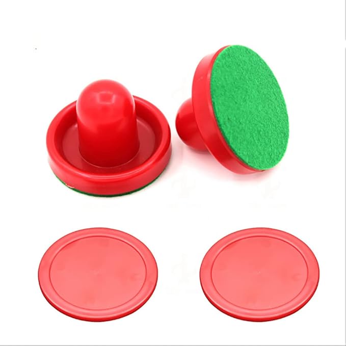 GSHLLO 8 Pcs 60mm Mini Red Air Hockey Pushers Air Hockey Pucks Strickers Goal Handles Paddles Replacement Accessories for Game Tables