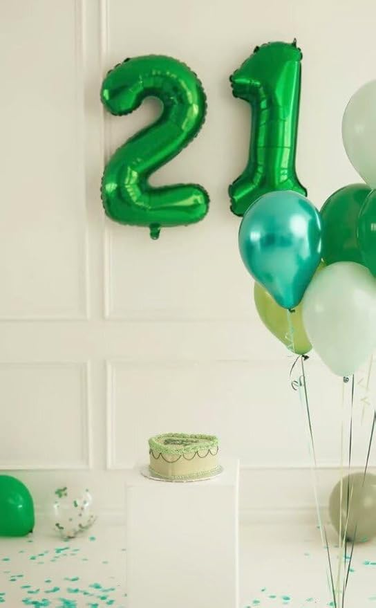 Green Foil Number 8 Balloon 40 Inch, Helium Mylar Eight Number 8 18 28 38 48 58 80 88 Birthday Balloons, 8th Green Women Men Wedding Anniversary, Graduations Party Supplies