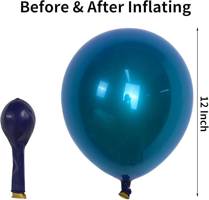 KEPMOV Chrome Blue Balloons 12 Inch, 30pcs Double-Layered Metallic Light Blue Balloons for Birthday Wedding Graduation Party Decoration Supplies
