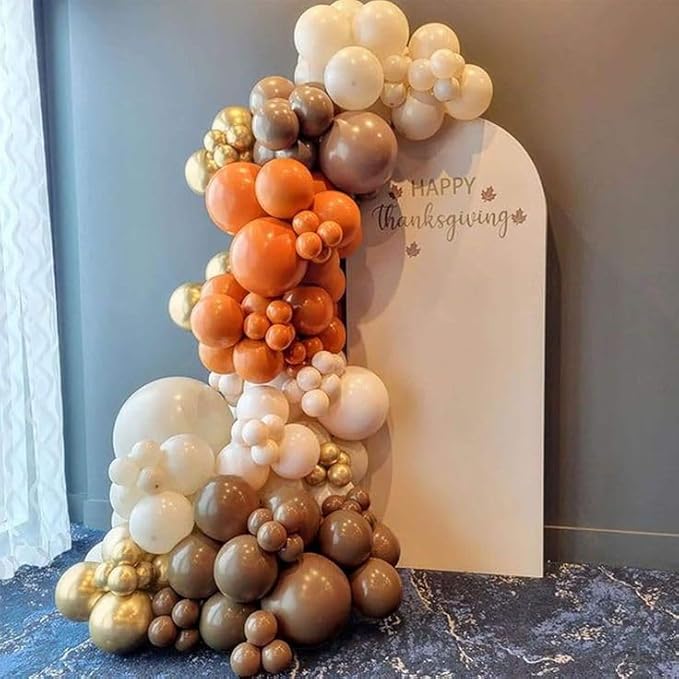 Fall Balloons,12 Inch Brown Burnt Orange Nude Champagne Gold and Confetti Balloons for Fall Baby Shower Autumn Birthday Wedding Halloween Thanksgiving Party Decorations