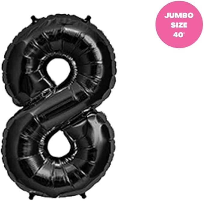 100% LIKED-One Happy Dude Balloon Set, 40” Black Number|Black & White Smiley Face Latex |Checkered Foil for One Happy Dude Birthday Decorations, Baby Shower, 8th Birthday Party Supplies (Black8th)