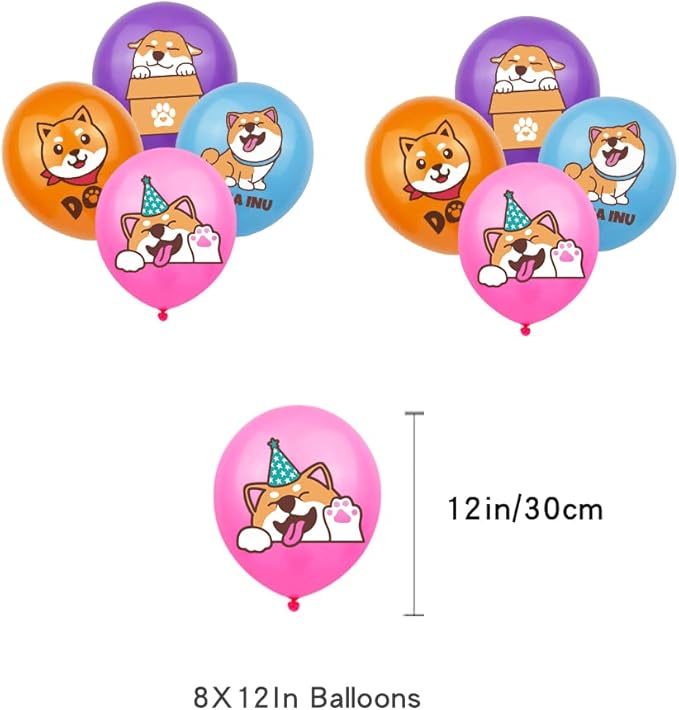 Shiba Inu Party Decorations Suit Cute Shiba Inu Theme Birthday Banner Hanging Swirl Party Cake Topper Balloons Cupcake Toppers Shiba Inu Birthday Party Supplies With Different Dog Faces