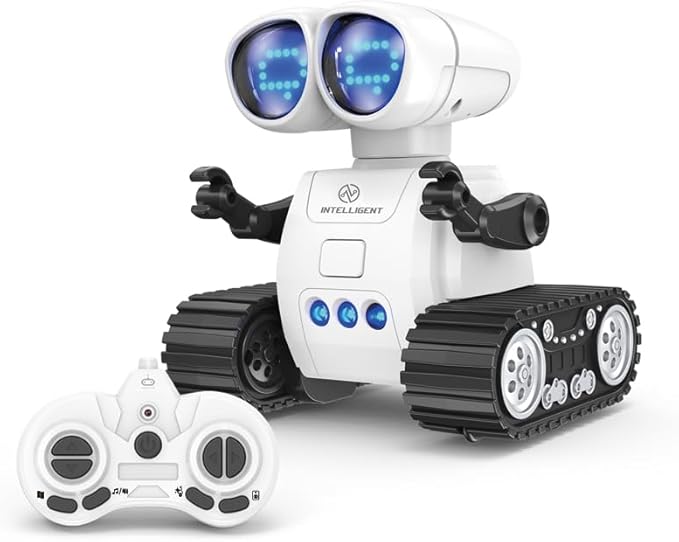 Remote Control Robots Toy, USB Rechargeable Movable Robot Toy with LED Eyes & Music, Robot Toy for Kids, Birthday Gift for Boys & GirIs
